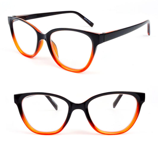 Cat Eye Two Tone Frame Spring Hinges Women's Reading Glasses