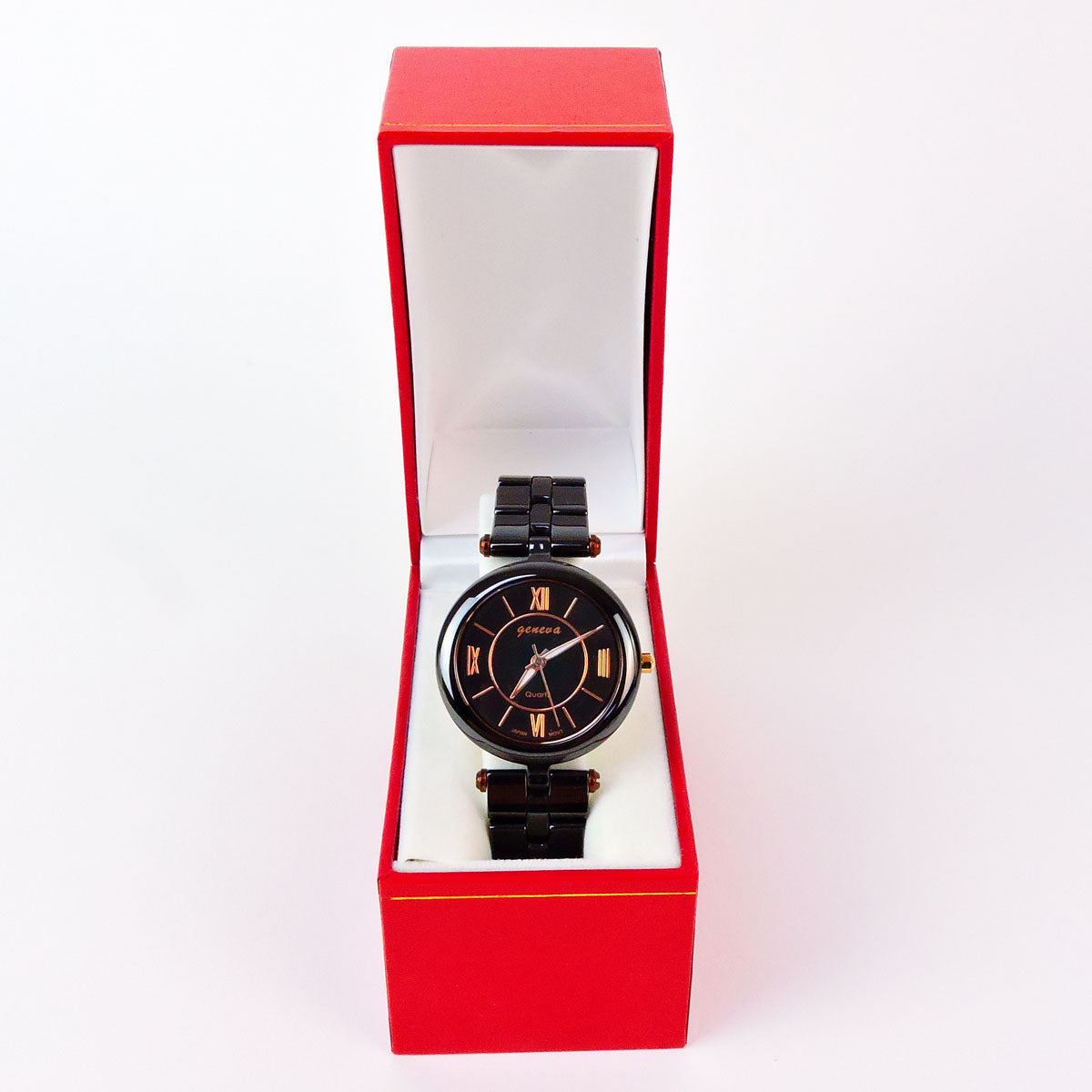 Geneva Women’s Ceramic Bracelet Watch – 34mm Case –Gun Black or White + Gift Box
