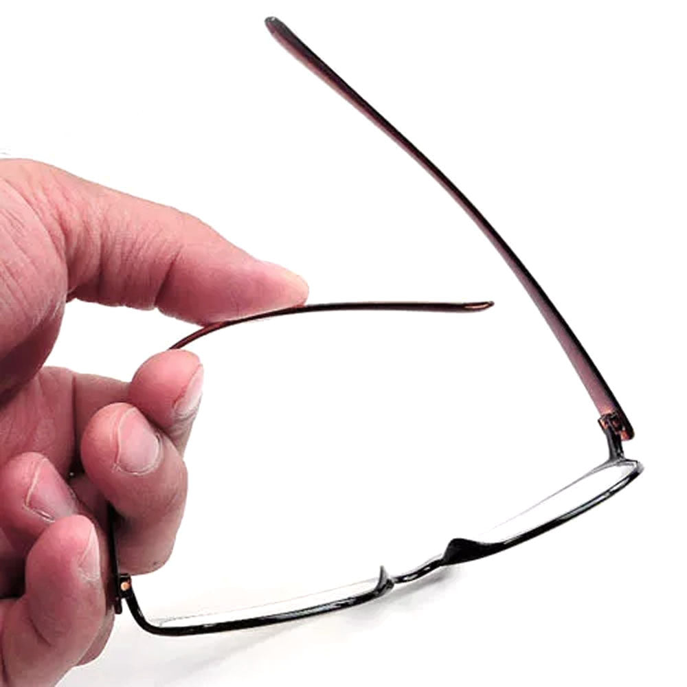 Flexible Temples Rectangle Frame Metal Free, Light Reading Glasses