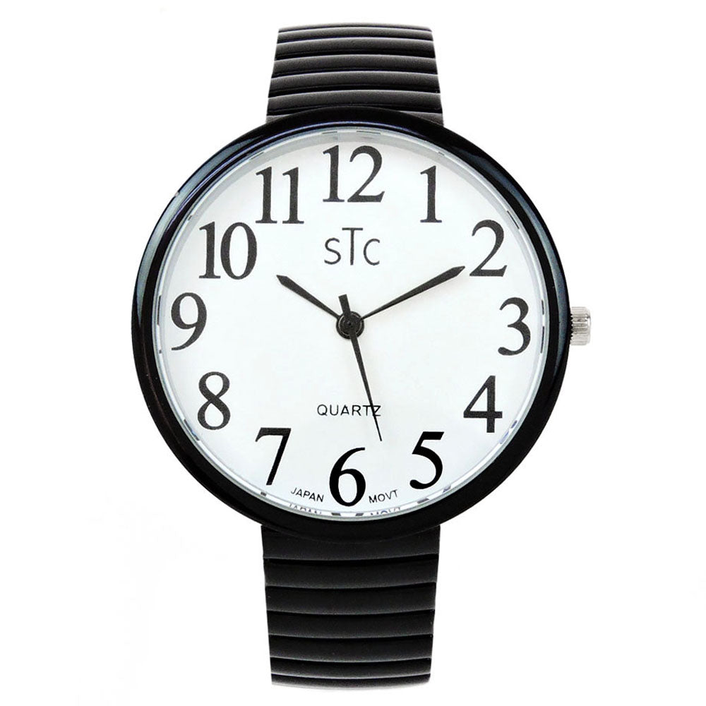 STC Super Large Face Stretch Band Watch for Seniors – Easy Read Dial