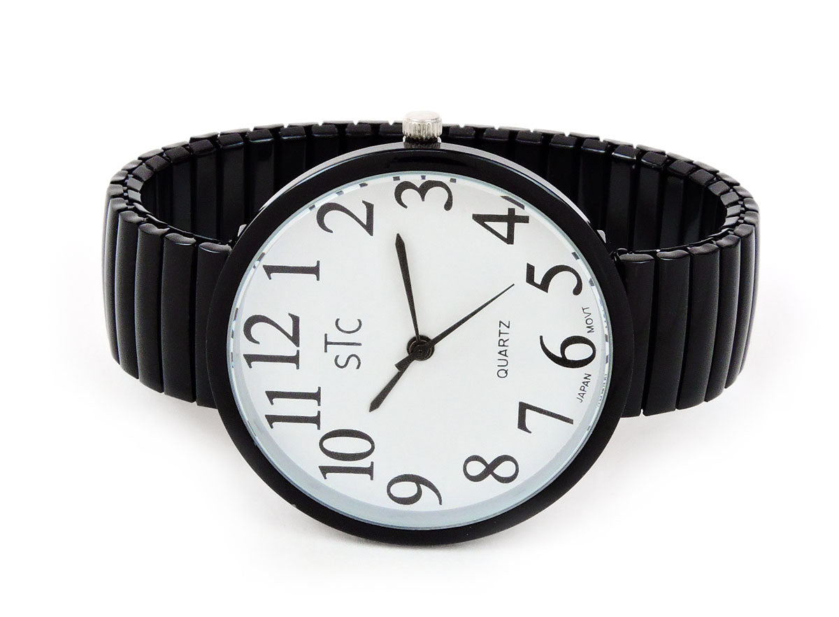 STC Super Large Face Stretch Band Watch for Seniors – Easy Read Dial