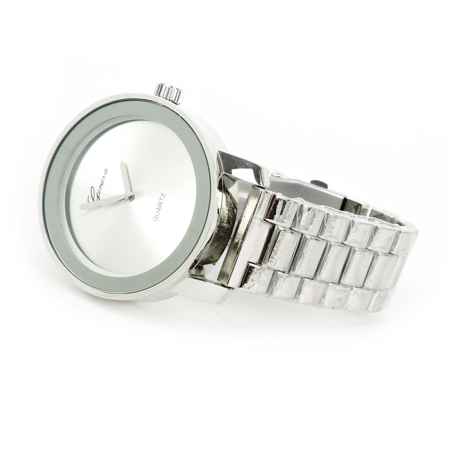 Geneva Bold Case SuperSize (48 mm) Blanc Dial, Bracelet Men's Quartz Watch