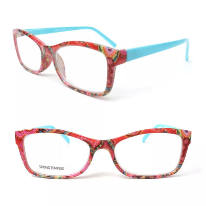 Reading Glasses w/ Paisley Pattern Springs Arms Fashion Readers + Matching Case