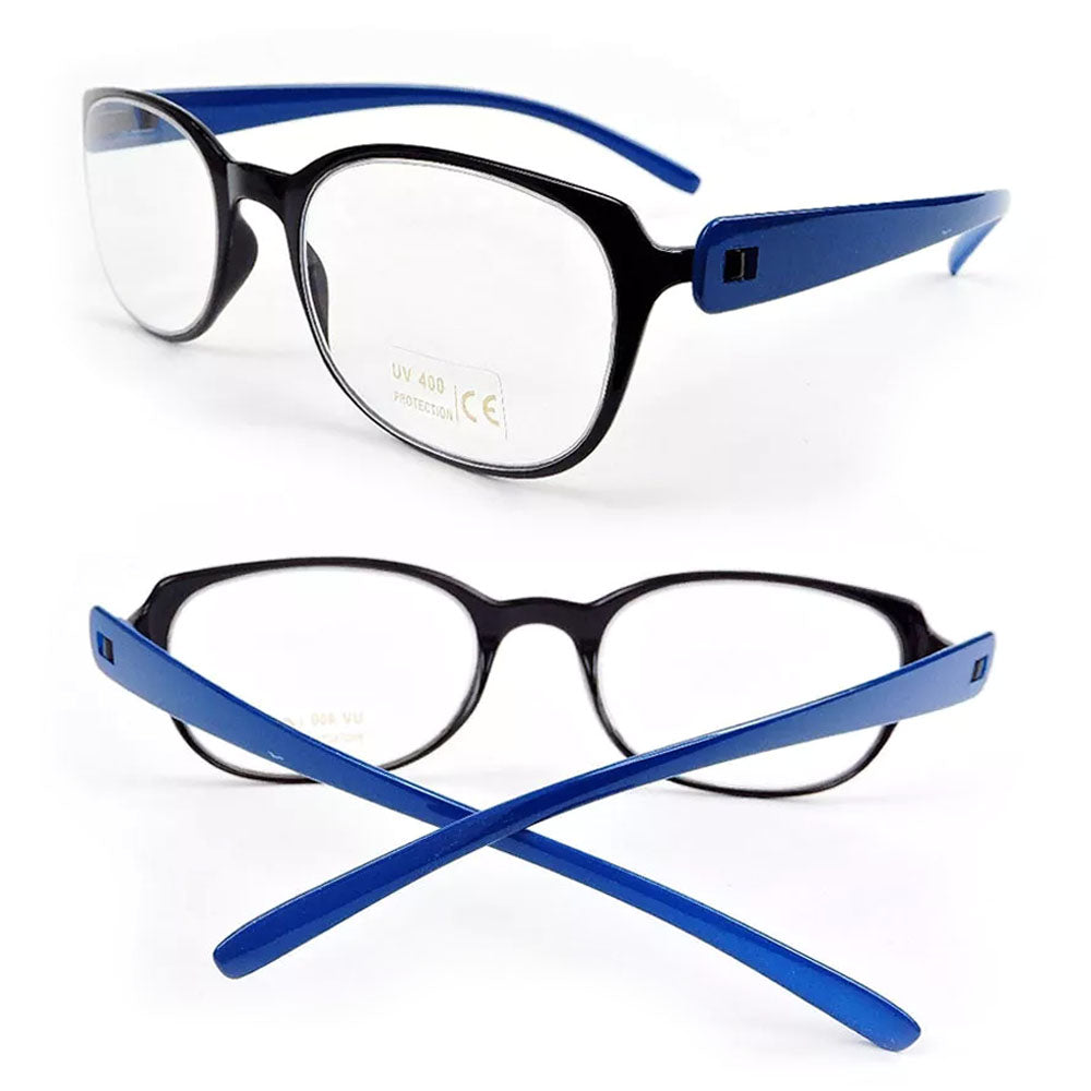 Flexible Temples Rectangle Frame Metal Free, Light Reading Glasses