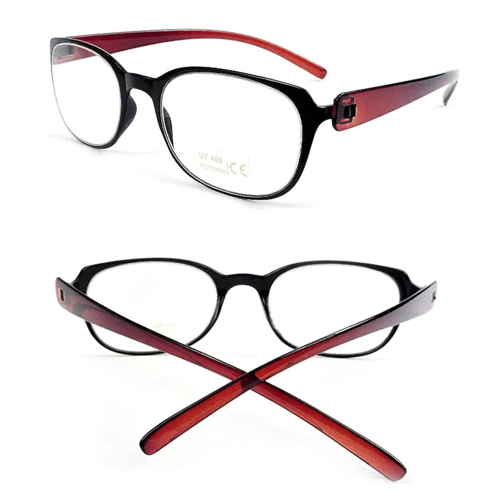 Flexible Temples Rectangle Frame Metal Free, Light Reading Glasses