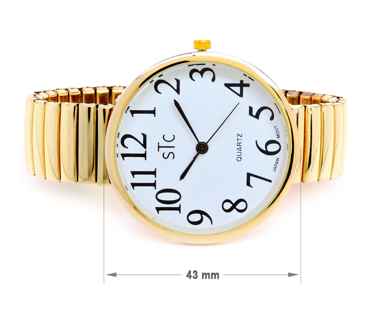 STC Super Large Face Stretch Band Watch for Seniors – Easy Read Dial