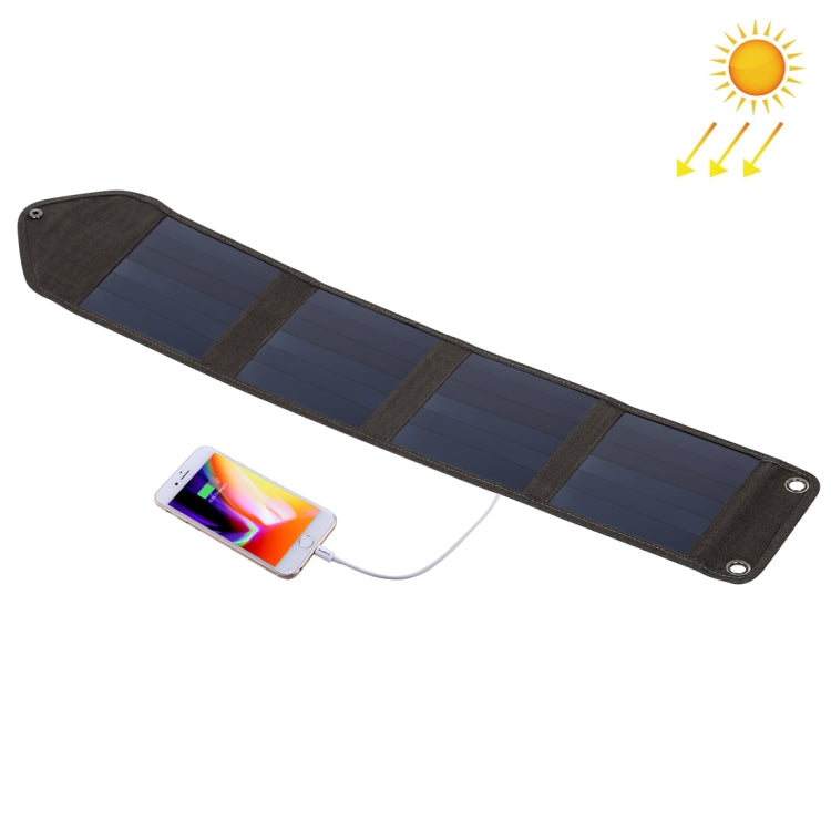 14W 5V 2.4A Portable Foldable Solar Charger Outdoor Travel Rechargeable Folding Bag with 4 Solar Panels & USB Port