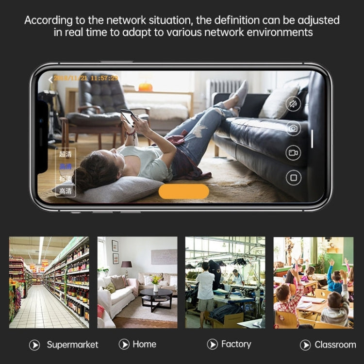 WiFi Wireless 1080P Network security Camera Wide-angle Recorder (Black)