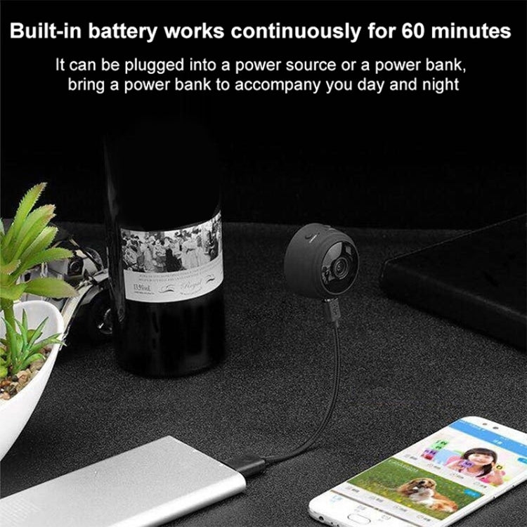 WiFi Wireless 1080P Network security Camera Wide-angle Recorder (Black)