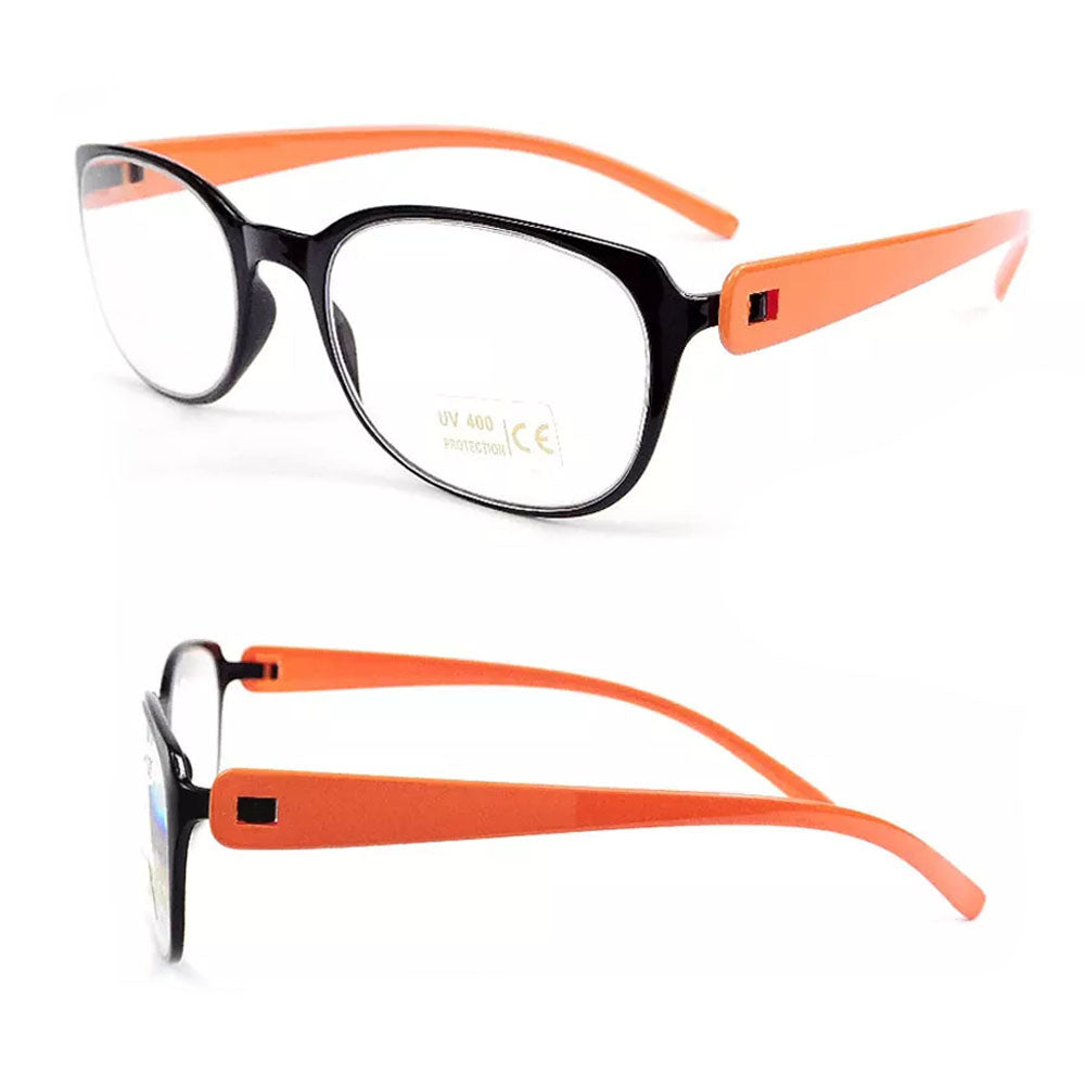 Flexible Temples Rectangle Frame Metal Free, Light Reading Glasses