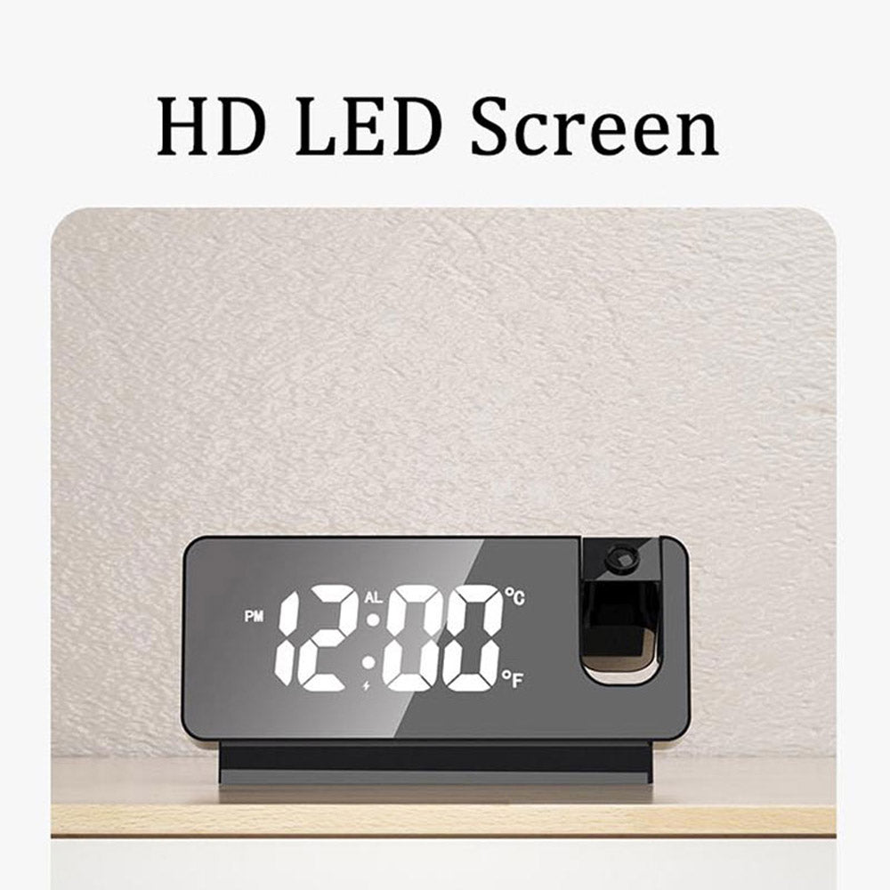 Projection Alarm Clock, Digital Clock with 180° Rotatable Projector, Large LED Display, Date, Temperature, Clock for Your Bedroom