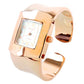 Rose Gold Square Face Shiny Bangle Cuff Watch