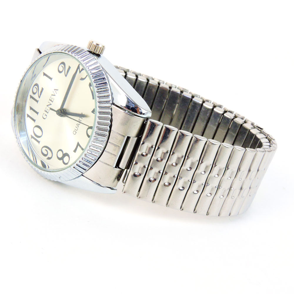 CLEARANCE SALE - Two-Tone Large Face Stretch Band Watch