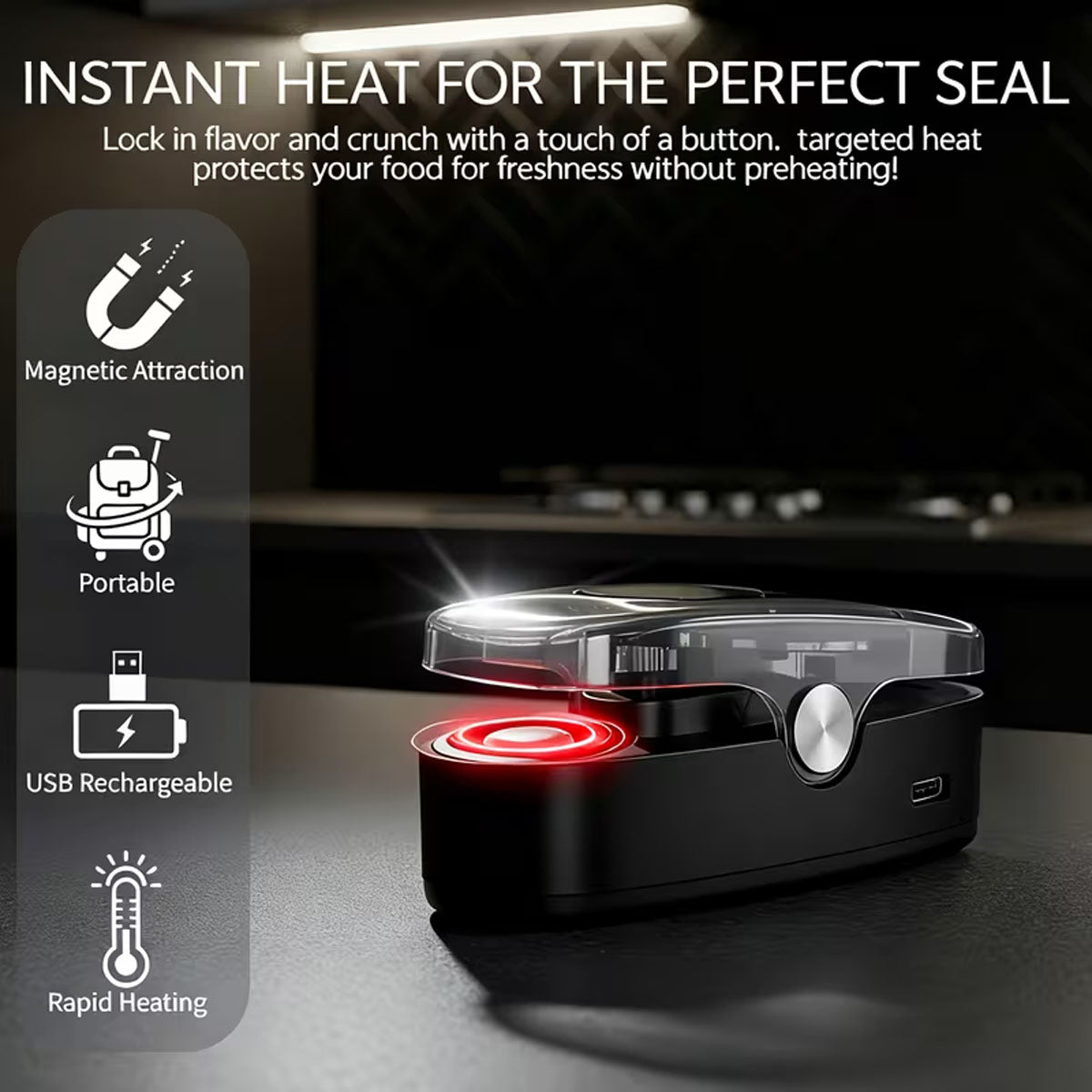 2-in-1 USB Rechargeable Heat Sealer with Built-In Cutter, Bag Closer Keep Snacks Fresh to Carry & Store