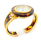 Tortoise Gold Acrylic Band Large Round Face Women's Bangle Cuff Watch