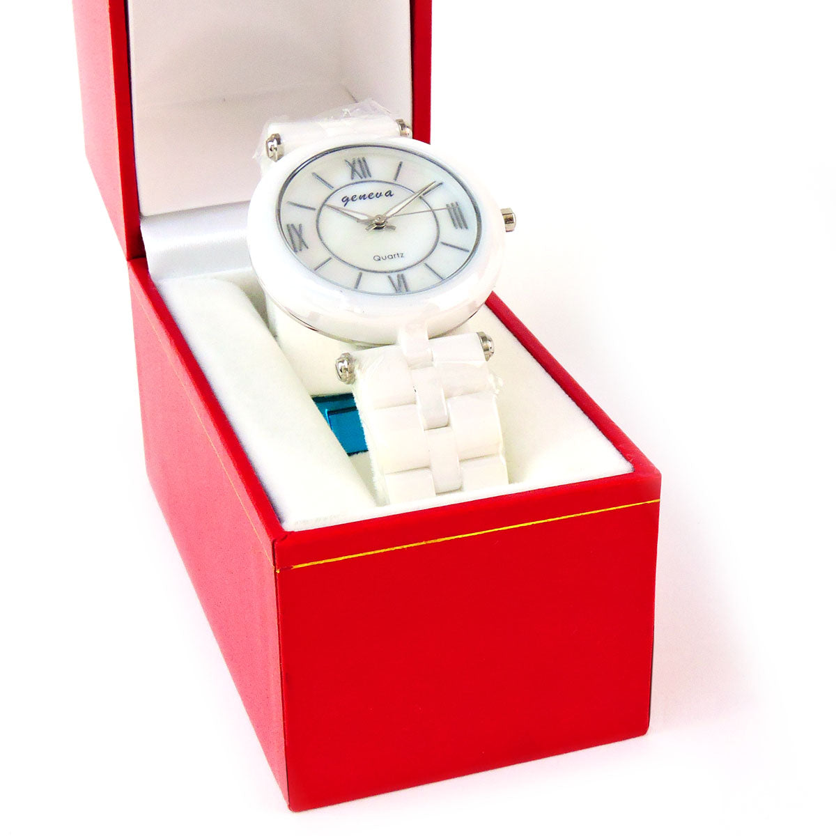 Geneva Women’s Ceramic Bracelet Watch – 34mm Case –Gun Black or White + Gift Box