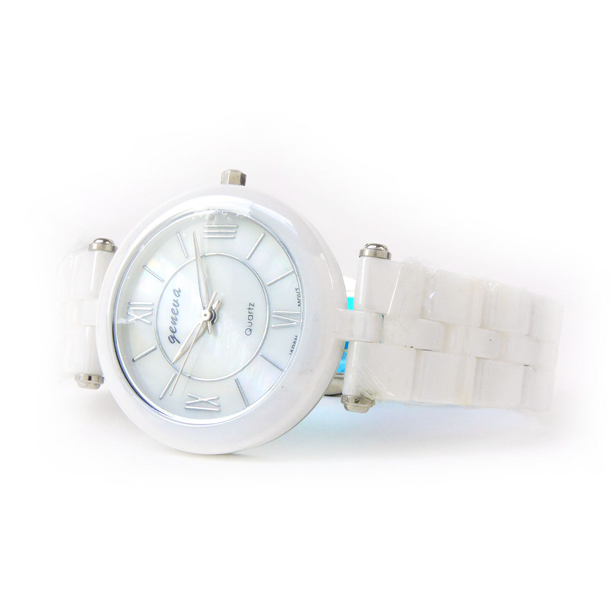 Geneva Women’s Ceramic Bracelet Watch – 34mm Case –Gun Black or White + Gift Box