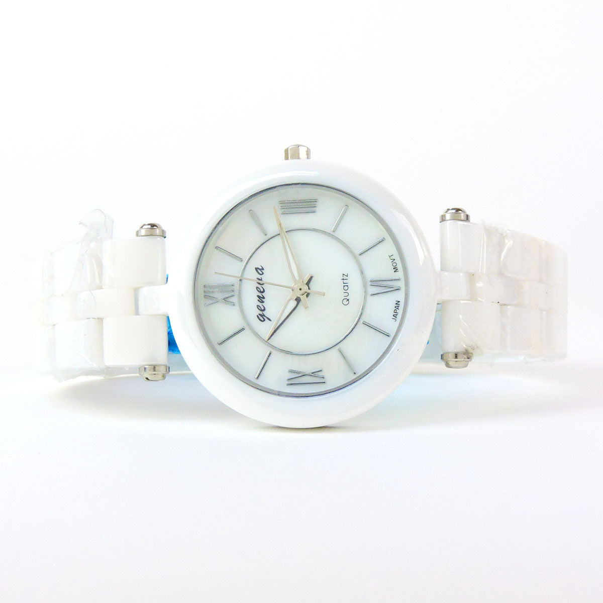 Geneva Women’s Ceramic Bracelet Watch – 34mm Case –Gun Black or White + Gift Box