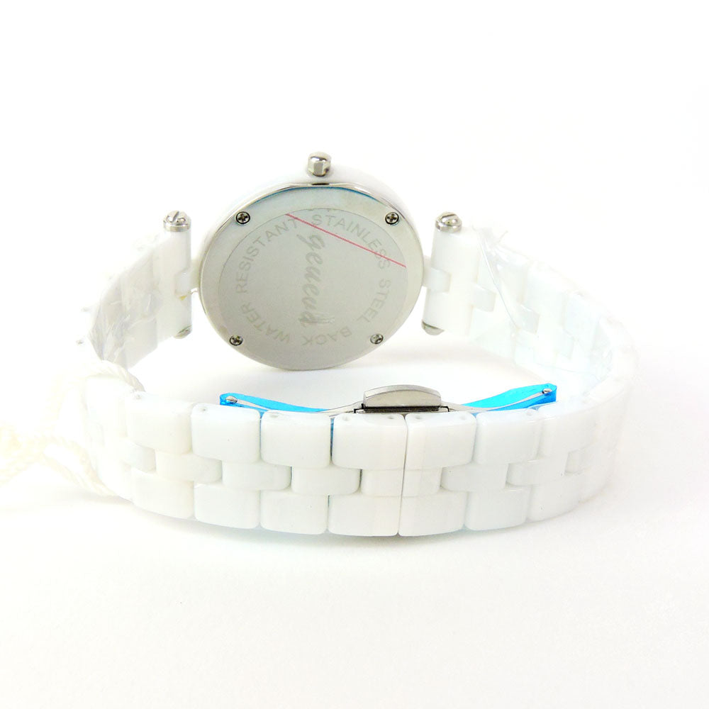 Geneva Women’s Ceramic Bracelet Watch – 34mm Case –Gun Black or White + Gift Box