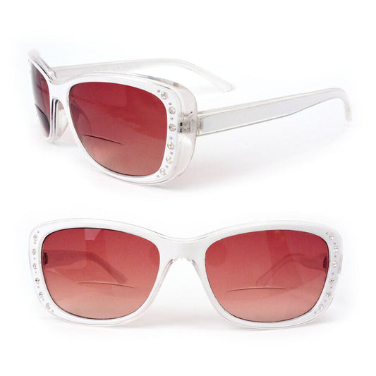 Bifocal Crystal Sun Readers Large Frame Women's Reading Sunglasses