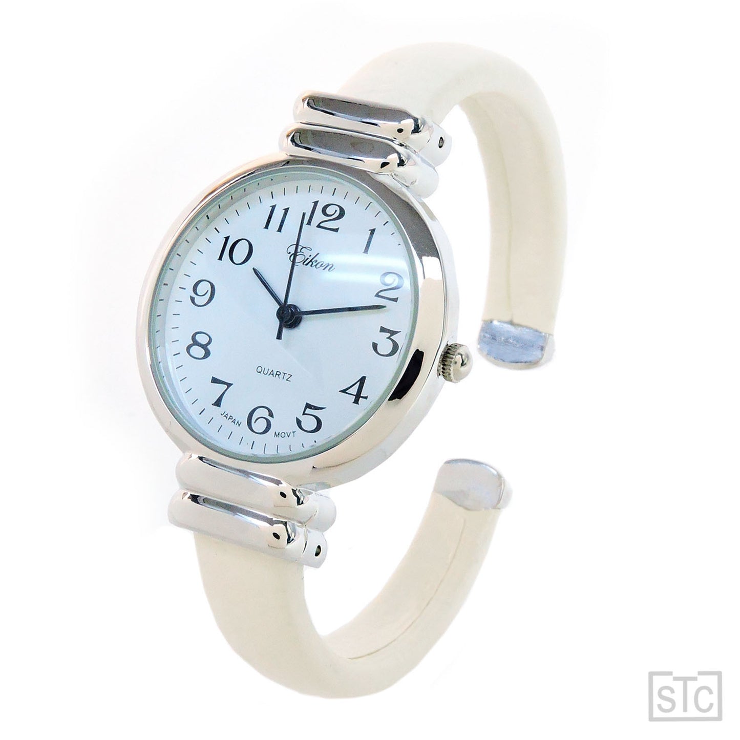 Black Silver Snake Style Band Slim Case Women's Bangle Cuff Watch