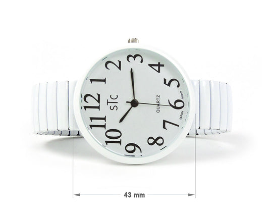 CLEARANCE SALE - Super Large Face Stretch Band Watch (STC White)