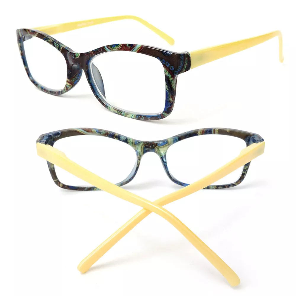 Reading Glasses w/ Paisley Pattern Springs Arms Fashion Readers + Matching Case