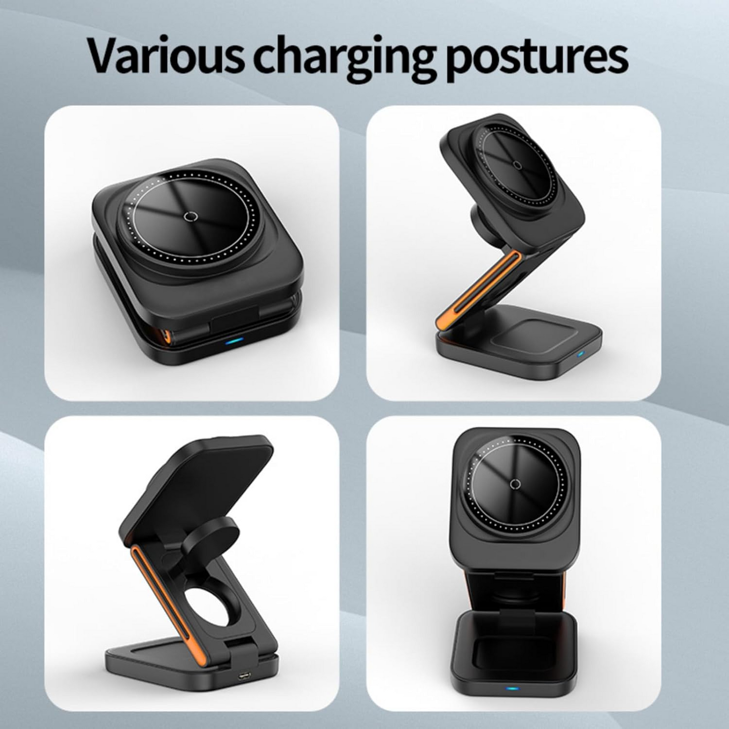 3 in 1 Wireless Compact Charger 15W Fast Charging Station Compatible with iPhone , AirPods and  iWatch