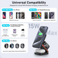 3 in 1 Wireless Compact Charger 15W Fast Charging Station Compatible with iPhone , AirPods and  iWatch