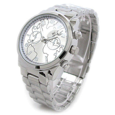 Silver SL Geneva Globe Dial Boyfriend Style Women's Watch