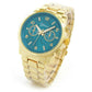 New Gold Geneva Globe Dial Boyfriend Style Women's Watch