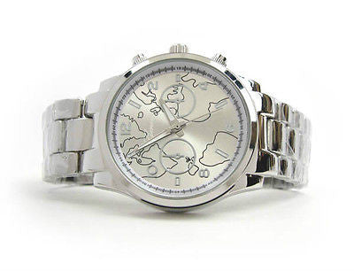 Silver SL Geneva Globe Dial Boyfriend Style Women's Watch