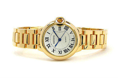 Gold Geneva Small Case Classic Roman Dial Women's Bracelet Watch