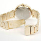 Gold Brushed Bracelet 3D Geneva Crystal Bezel Women's Boyfriend Style Large Watch