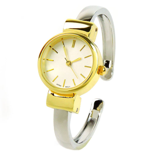 2Tone Metal Band Small Size Bangle Cuff Watch for Women