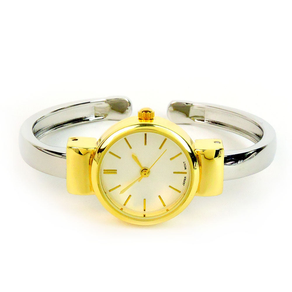 2Tone Metal Band Small Size Bangle Cuff Watch for Women