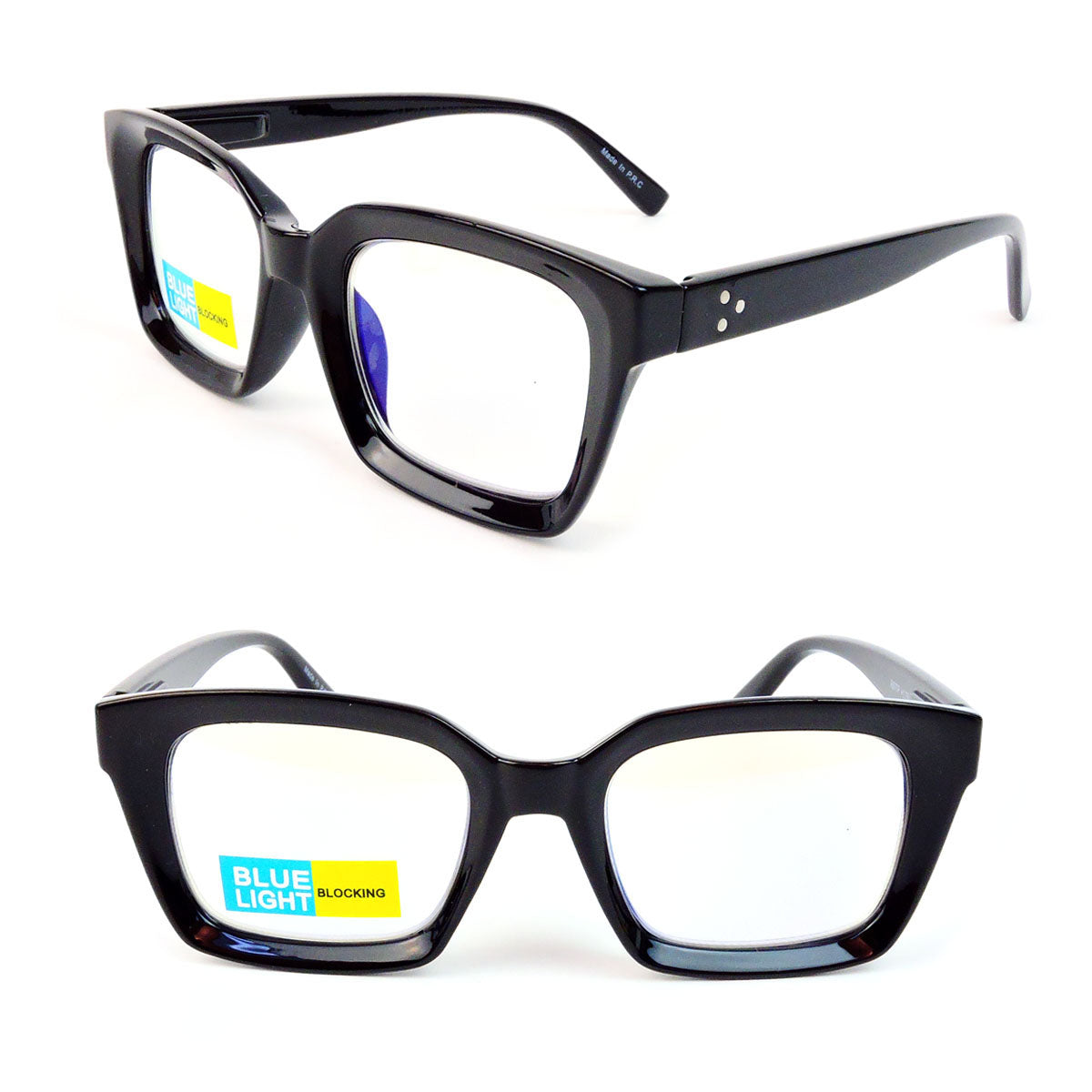 Blue Light Blocking Glasses Thick Rectangle Preppy Look - Reading Glasses