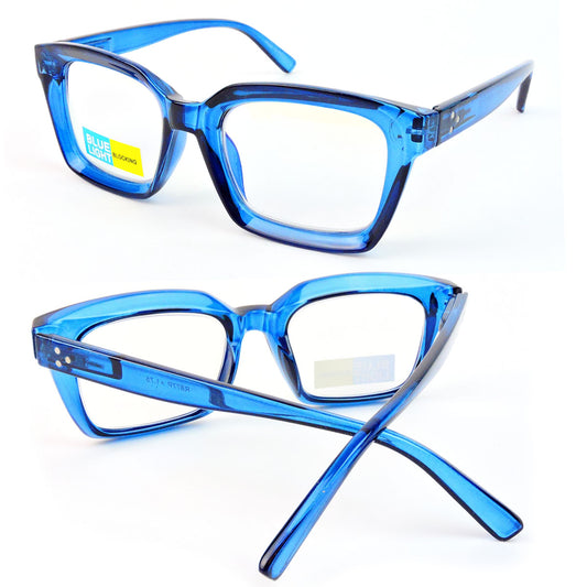 Blue Light Blocking Glasses Thick Rectangle Preppy Look - Reading Glasses