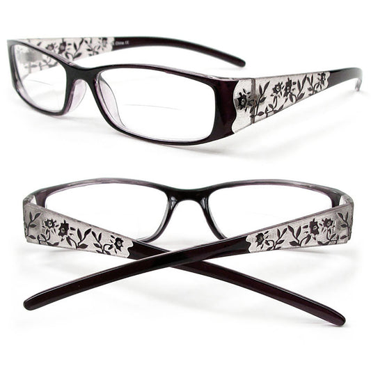 Reading Glasses Bifocal Floral Pattern Crystal Readers