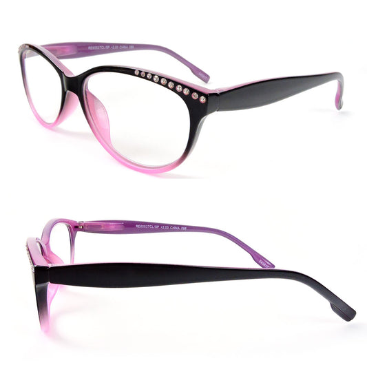 Reading Glasses Cat Eye Frame Spring Hinges Crystal Readers