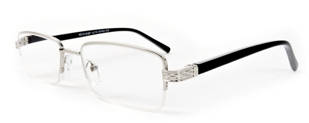 Semi-Rimless Rectangle Lenses Spring Hinges Reading Glasses