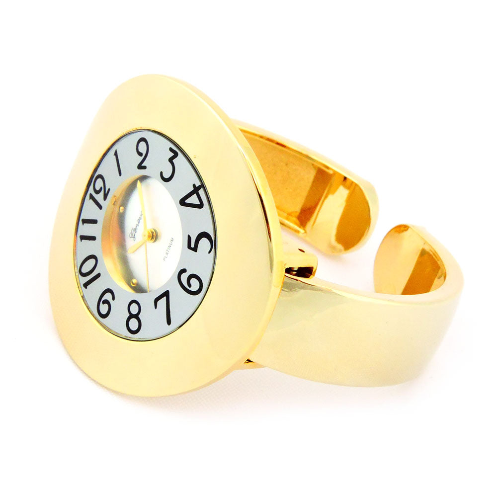 Gold Metal Band 44 mm Large Ring Case Women's Bangle Cuff Watch