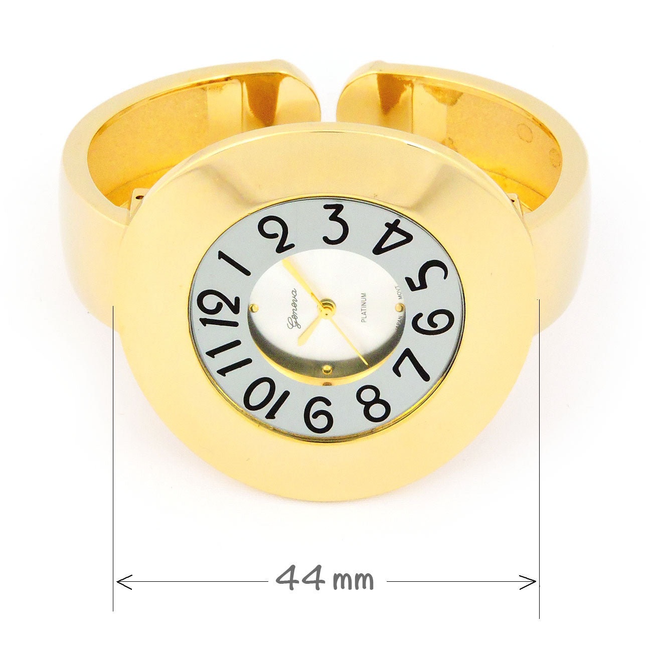 Gold Metal Band 44 mm Large Ring Case Women's Bangle Cuff Watch ...
