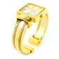 Gold Square Dial with Oversized Hours, Stitch Style Bangle Cuff Watch for Women