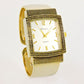 Gold Tone Mesh Style Rectangle Face Bangle Cuff Watch for Women