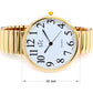 STC Gold Super Large Face Easy to Read Stretch Band Watch NIB