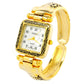 Gold Square Dial Decorated Style Bangle Cuff Watch for Women