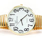 Gold Super Large Face Easy to Read Stretch Band Watch