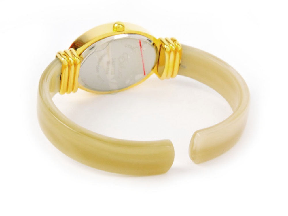 Horn Gold Acrylic Band Oval Face Women's Eikon Bangle Cuff WATCH