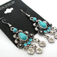 Turquoise Silver Black Vintage Style Chandelier Dangle Earrings